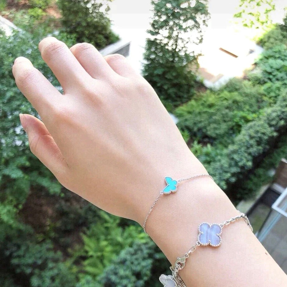[Dawnora Jewelry]BUTTERFLY TURQUOISE BUTTERFLY BRACELET SILVER