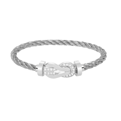 [Dawnora Jewelry]CHANCE LARGE 8 FIGURE BUCKLE HALF DIAMOND BRACELET SILVER