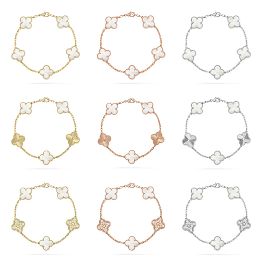 [Dawnora Jewelry]CLOVER WHITE PEARL MOP 5 MOTIF BRACELET COLLECTION