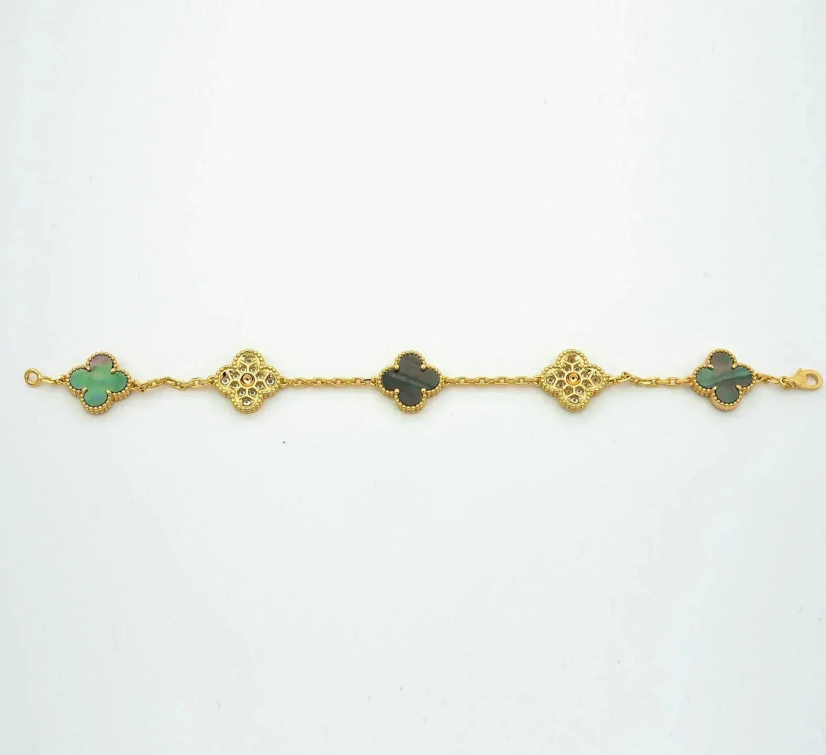 [Dawnora Jewelry] CLOVER 5 MOTIF GRAY MOP BRACELET COLLECTION