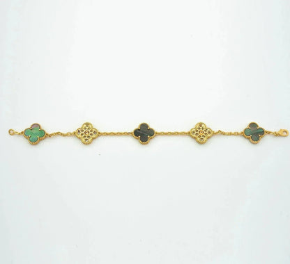 [Dawnora Jewelry] CLOVER 5 MOTIF GRAY MOP BRACELET COLLECTION
