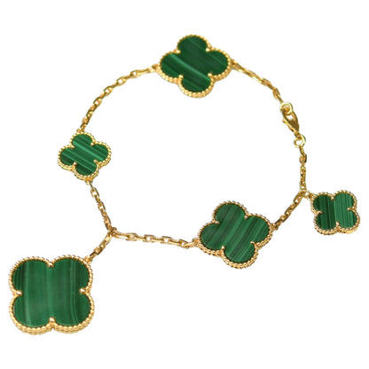 [Dawnora Jewelry]MAGIC CLOVER MALACHITE GOLD BRACELET 5 MOTIFS