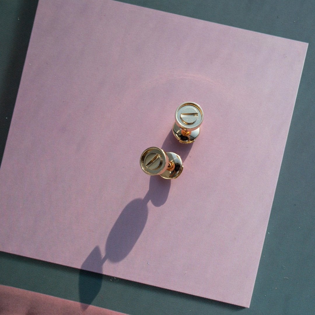 [Dawnora Jewelry]LOVE EARRINGS PINK GOLD 10MM