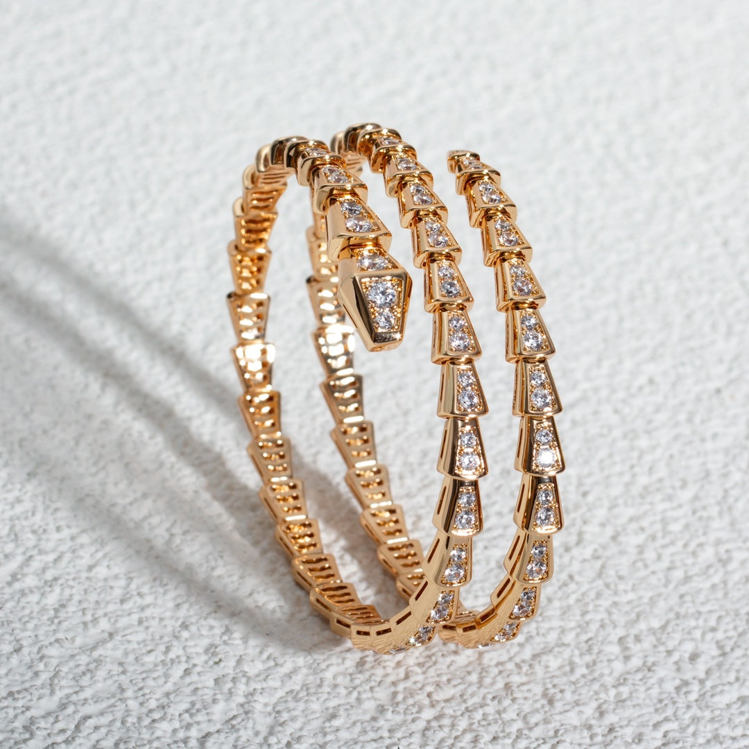 [Dawnora Jewelry]SERPENTI BRACELET PINK GOLD DIAMOND DOUBLE ROW
