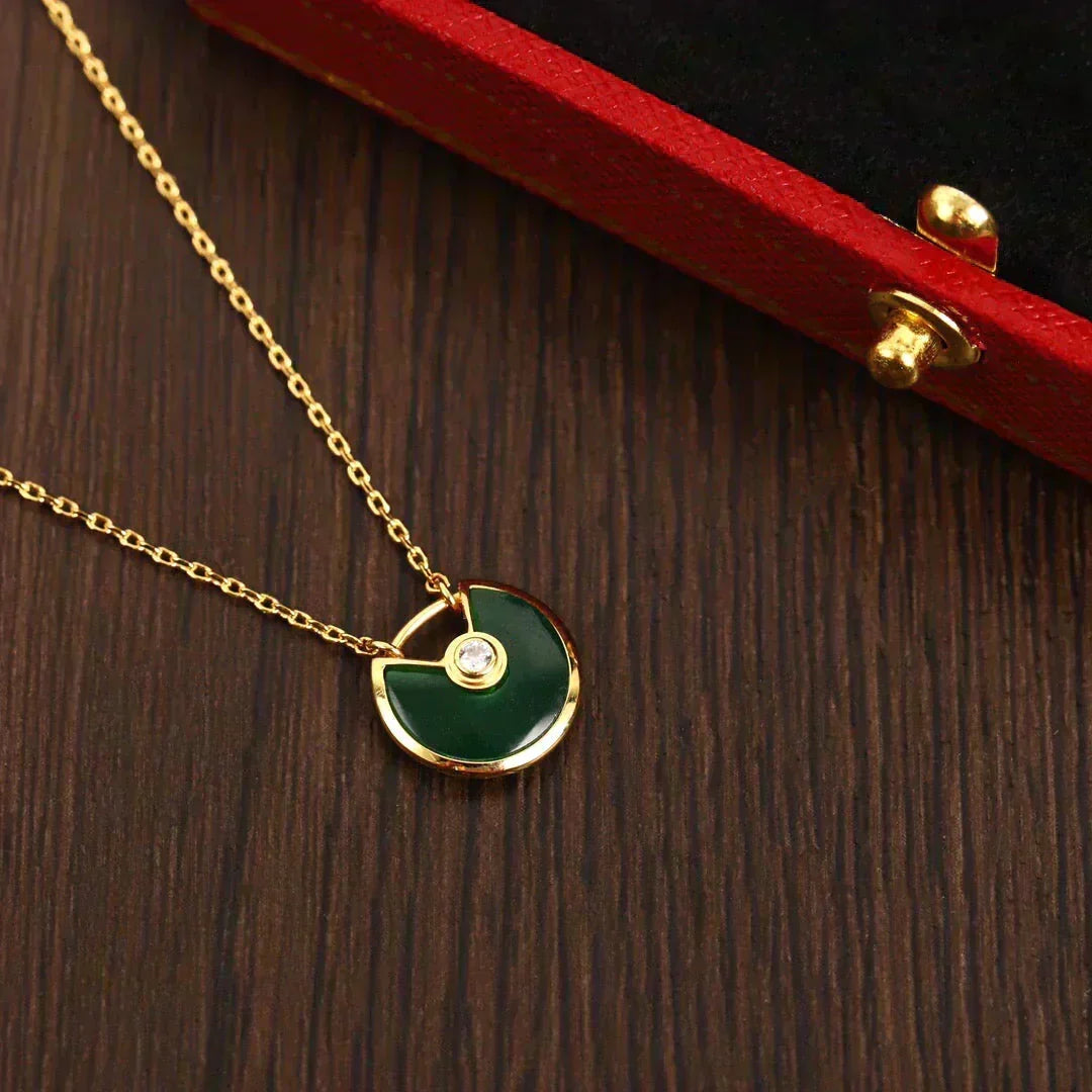 [Dawnora Jewelry]AMULETTE GOLD MALACHITE NECKLACE