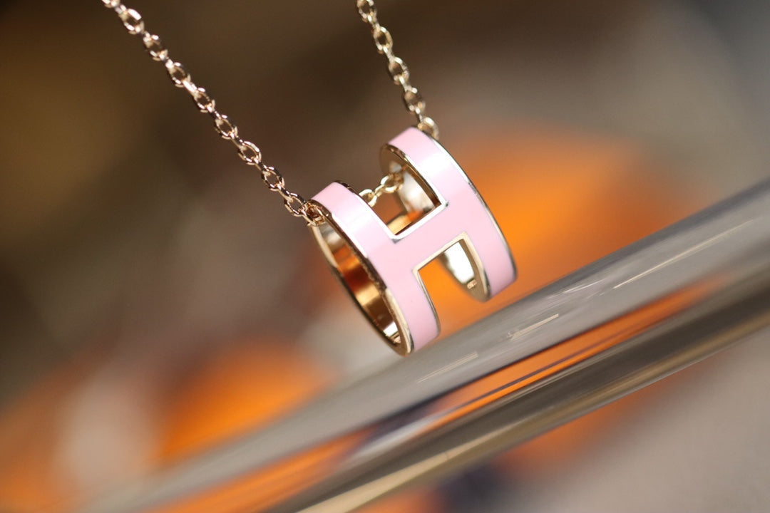 [Dawnora Jewelry]POP H PEDANT PINK GOLD