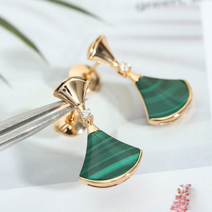 [Dawnora Jewelry]DREAM MALACHITE PINK GOLD EARRINGS