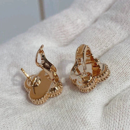 [Dawnora Jewelry]CLOVER MEDIUM 1 MOTIFS CARNELIAN  DIAMOND earrings