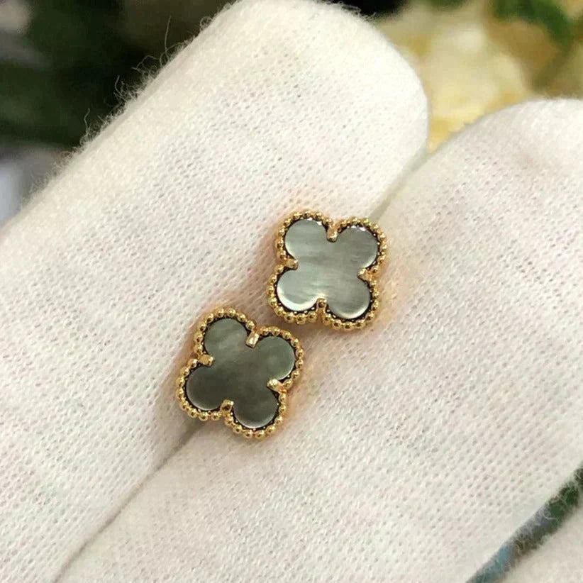 [Dawnora Jewelry]CLOVER MINI 9.5MM GRAY MOP EARRINGS
