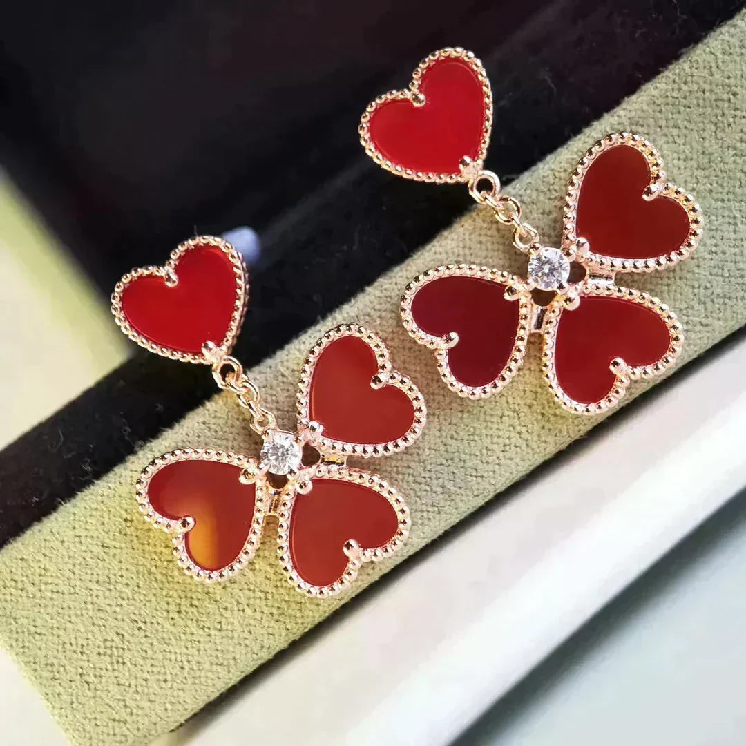 [Dawnora Jewelry]SWEET CLOVER CARNELIAN EARRINGS