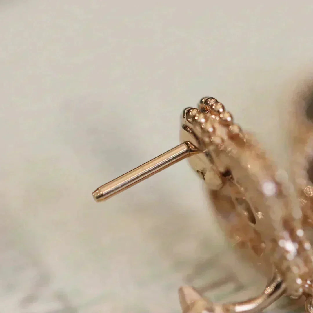 [Dawnora Jewelry]CLOVER MEDIUM 1 MOTIFS FUll DIAMOND EARRINGS