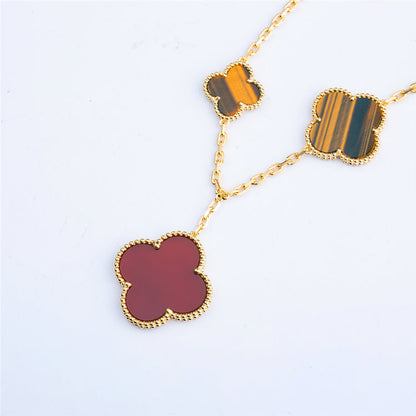 [Dawnora Jewelry]CLOVER BRACELET 5 MOTIFS CARNELIAN TIGER EYE