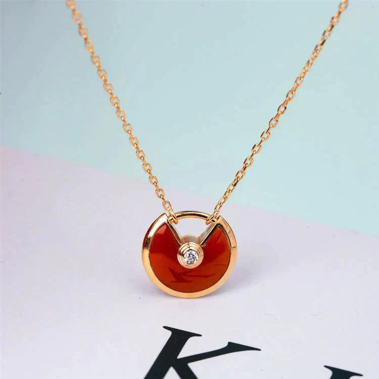 [Dawnora Jewelry]AMULETTE GOLD CARNELIAN ONYX NECKLACE
