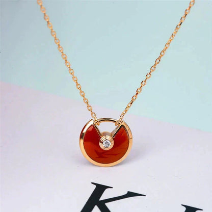 [Dawnora Jewelry]AMULETTE GOLD CARNELIAN ONYX NECKLACE