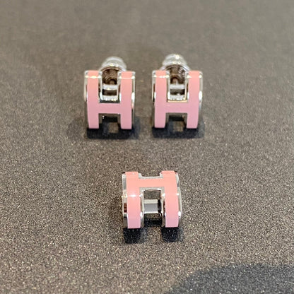 [Dawnora Jewelry]MINI POP H SILVER EARRINGS PINK