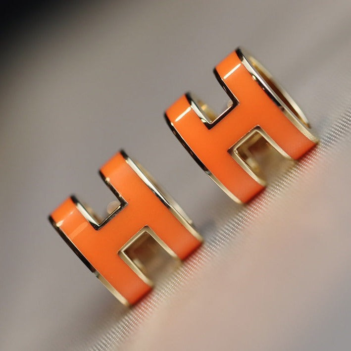[Dawnora Jewelry]MINI POP H EARRINGS ORANGE