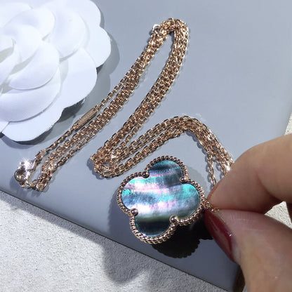 [Dawnora Jewelry]CLOVER 25MM GOLD DARK MOP BIG CLOVER NECKLACE