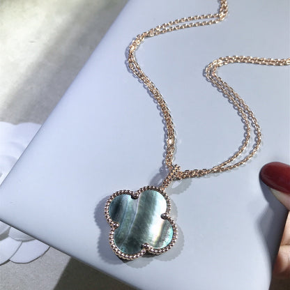 [Dawnora Jewelry]CLOVER 25MM GOLD DARK MOP BIG CLOVER NECKLACE