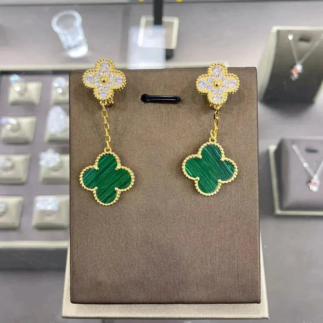[Dawnora Jewelry]CLOVER  2 MOTIFS  DIAMOND  EARRINGS (MULTIPLE CHOICESç´