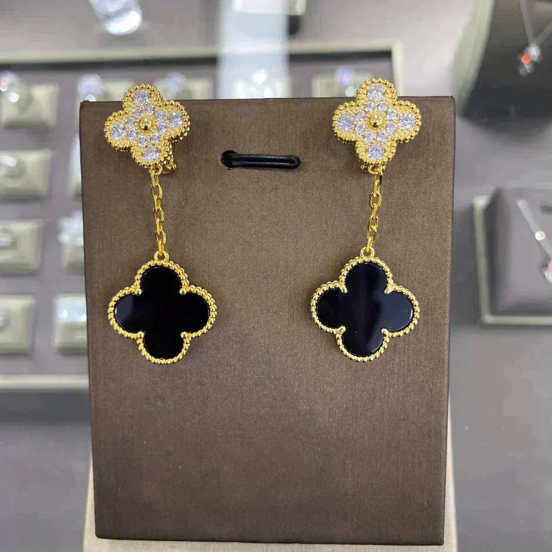 [Dawnora Jewelry]CLOVER  2 MOTIFS  DIAMOND  EARRINGS (MULTIPLE CHOICESç´
