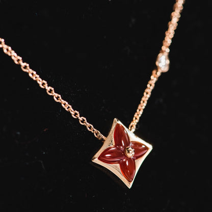 [Dawnora Jewelry]STAR NECKLACE PINK GOLD 1 DIAMOND