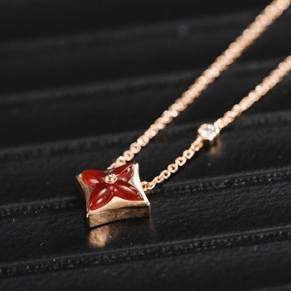 [Dawnora Jewelry]STAR NECKLACE PINK GOLD 1 DIAMOND