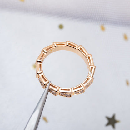 [Dawnora Jewelry]SERPENTI RING PINK GOLD DIAMOND PAVED 3MM