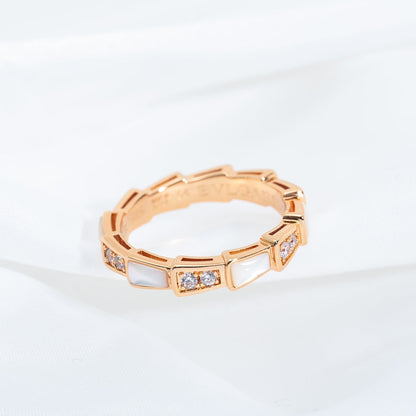 [Dawnora Jewelry]SERPENTI RING PINK GOLD DIAMOND MOP 3MM