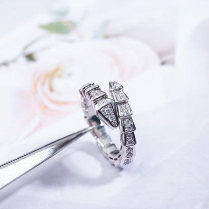 [Dawnora Jewelry]SERPENTI RING SILVER DIAMOND PAVED 4MM