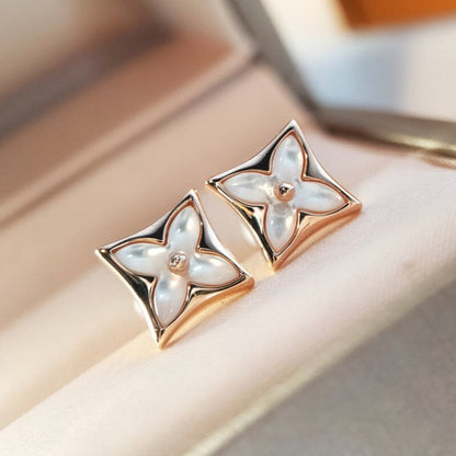 [Dawnora Jewelry]STAR MOP PINK GOLD EARRINGS