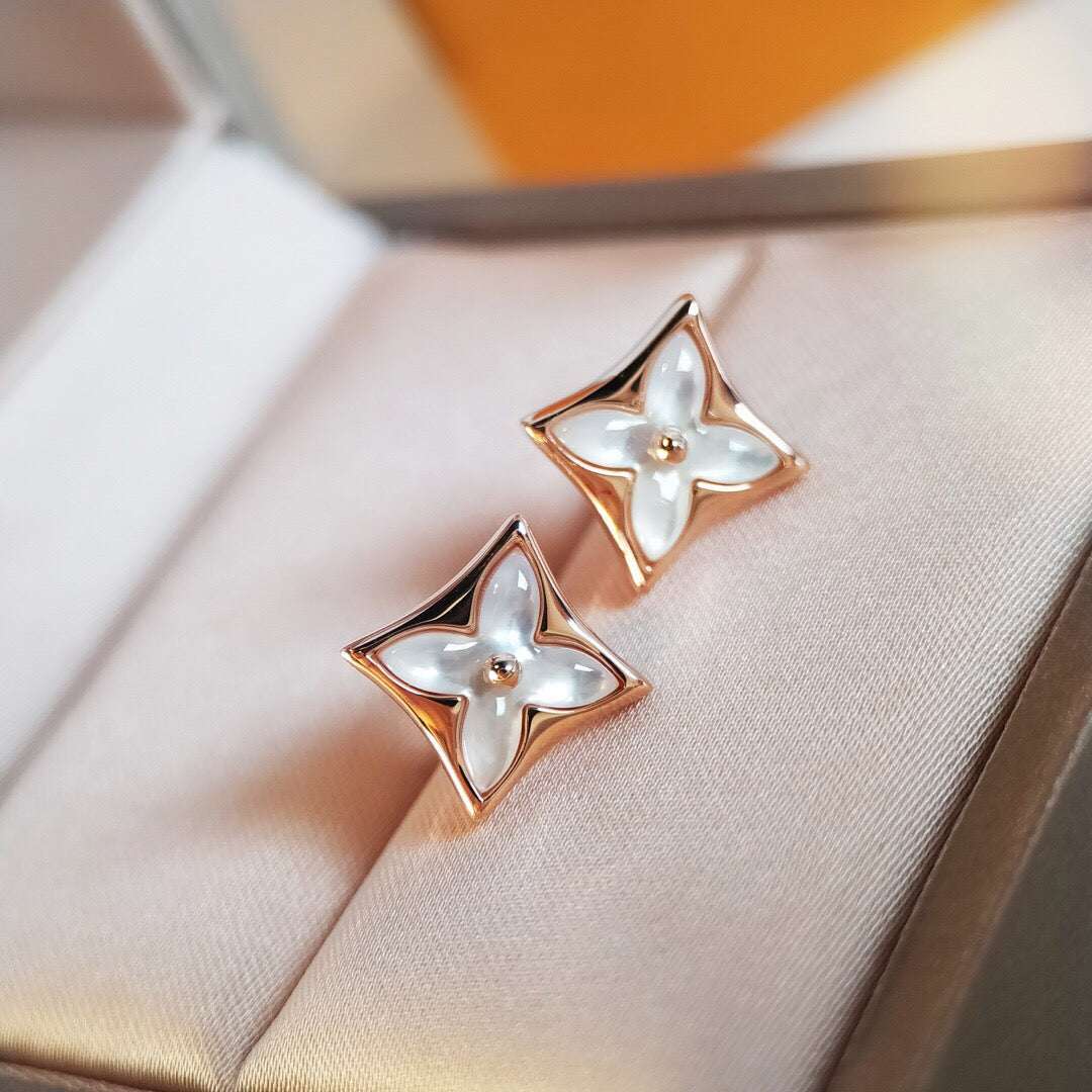 [Dawnora Jewelry]STAR MOP PINK GOLD EARRINGS