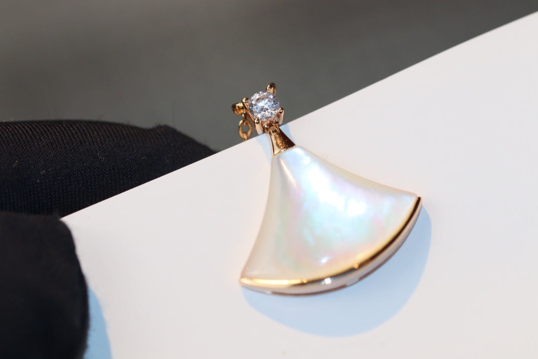 [Dawnora Jewelry]DREAM NECKLACE WHITE MOP PINK GOLD 1 DIAMOND