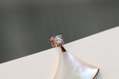 [Dawnora Jewelry]DREAM NECKLACE WHITE MOP PINK GOLD 1 DIAMOND