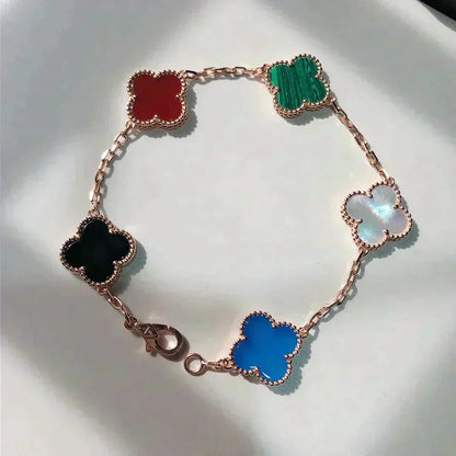 [Dawnora Jewelry]CLOVER 5 MOTIFS MULTICOLOR BRACELET