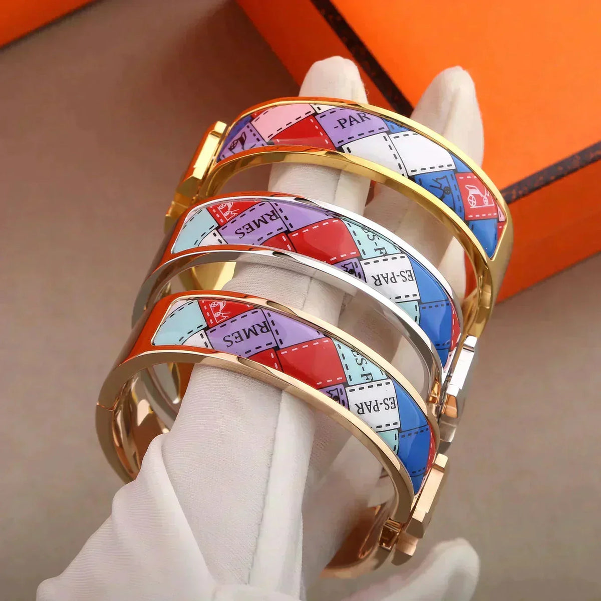 [Dawnora Jewelry]H BRACELET DOTTED BORDER 12MM