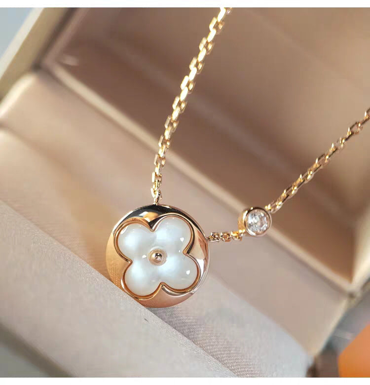 [Dawnora Jewelry]SUN MOP GOLD 1 DIAMOND NECKLACE