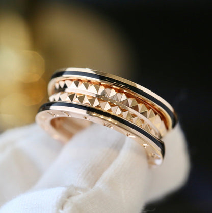 [Dawnora Jewelry]ZERO 1 PINK GOLD BLACK CERAMIC RING