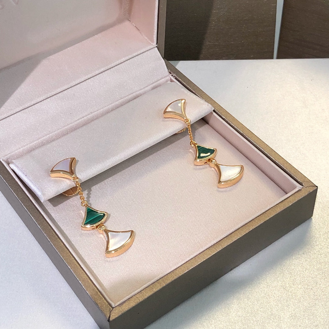 [Dawnora Jewelry]DREAM EARRINGS 3 MOTIFS MALACHITE MOP PINK GOLD