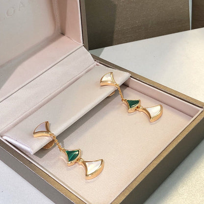 [Dawnora Jewelry]DREAM EARRINGS 3 MOTIFS MALACHITE MOP PINK GOLD