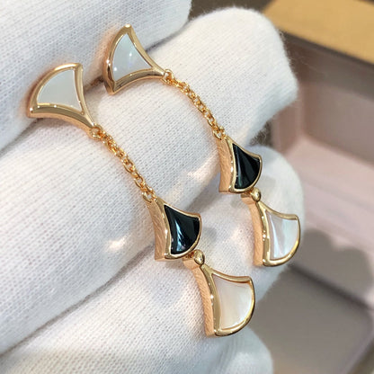 [Dawnora Jewelry]DREAM EARRINGS 3 MOTIFS ONYX MOP PINK GOLD