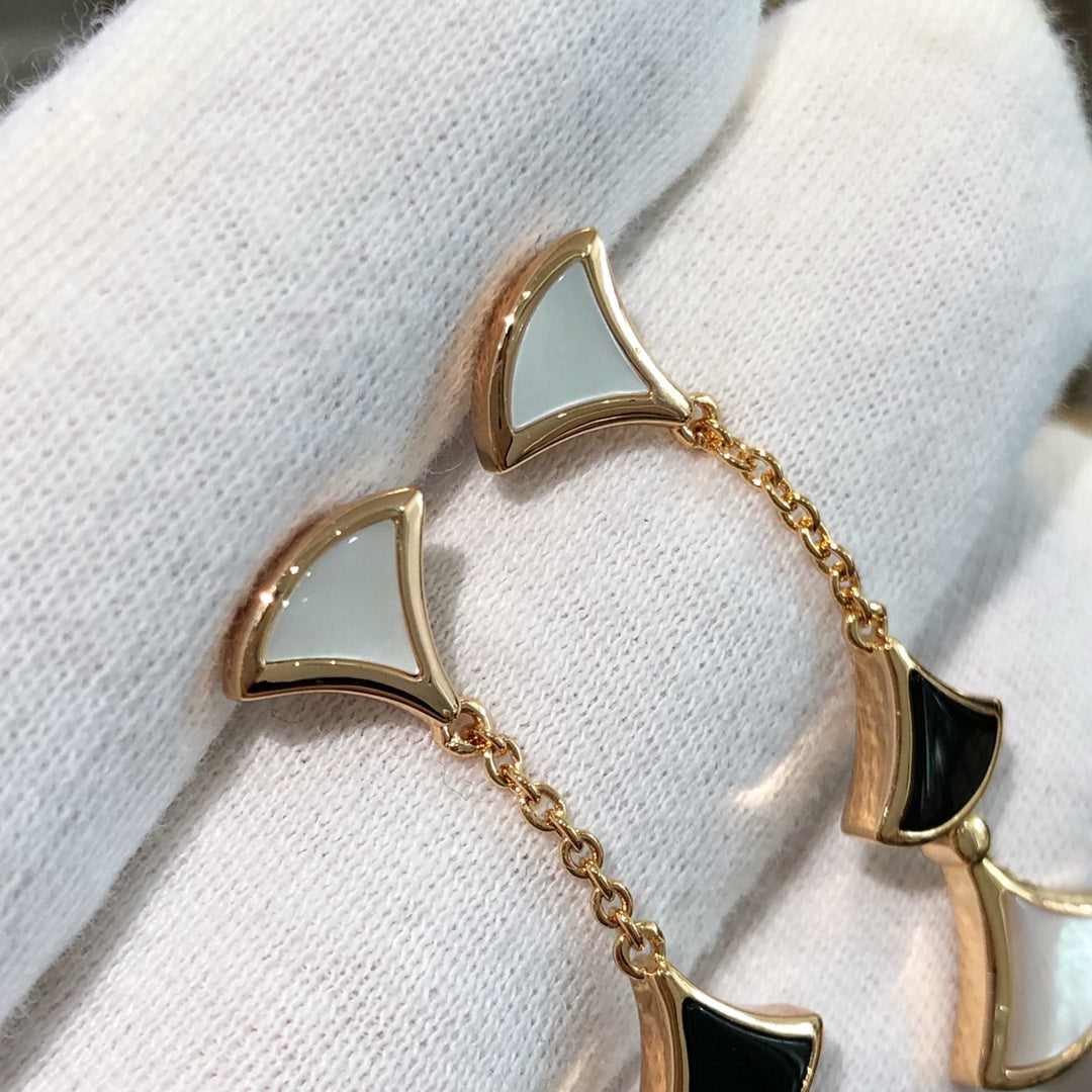 [Dawnora Jewelry]DREAM EARRINGS 3 MOTIFS ONYX MOP PINK GOLD