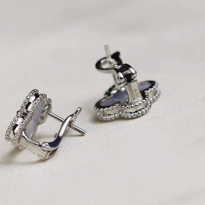 [Dawnora Jewelry]CLOVER MEDIUM 1 MOTIFS  WHITE MOP EARRINGS SILVER