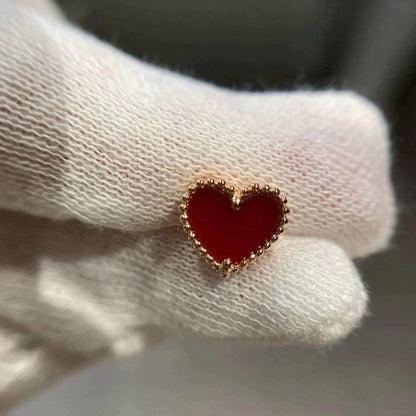 [Dawnora Jewelry]HEART CARNELIAN STUD EARRINGS