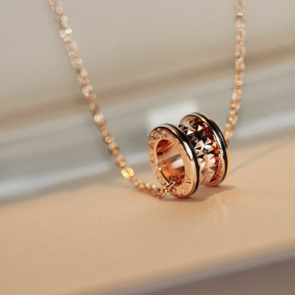 [Dawnora Jewelry]ZERO 1 ROCK PEDANT PINK GOLD BLACK NECKLACE