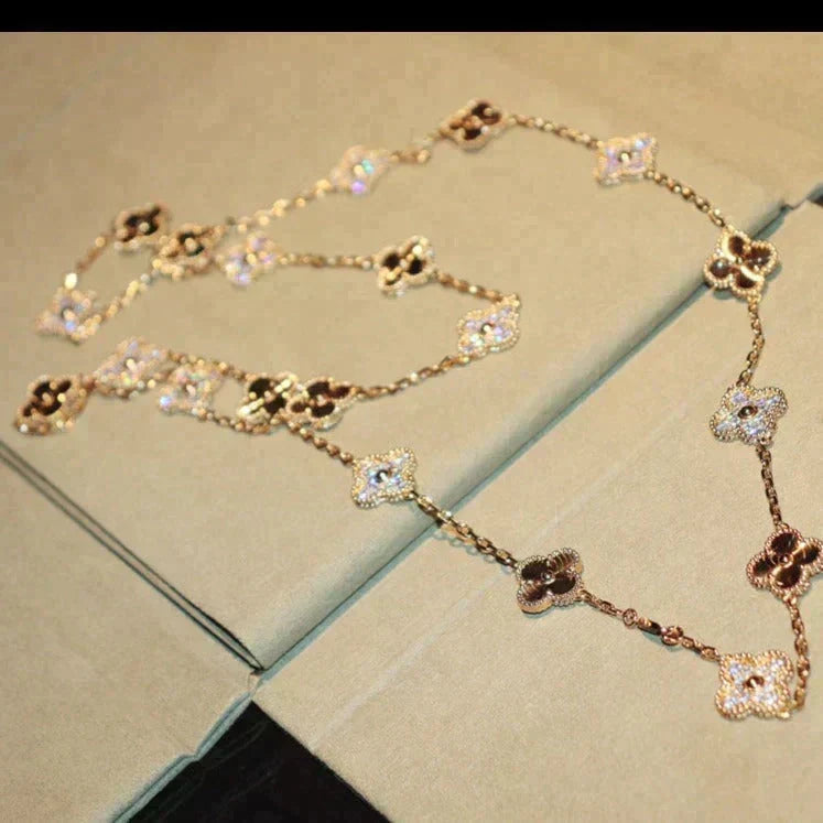[Dawnora Jewelry]CLOVER 20 MOTIFS LASER DIAMOND NECKLACE