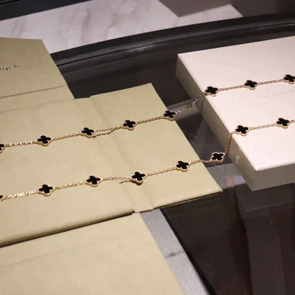 [Dawnora Jewelry]CLOVER 20 MOTIFS ONYX NECKLACE