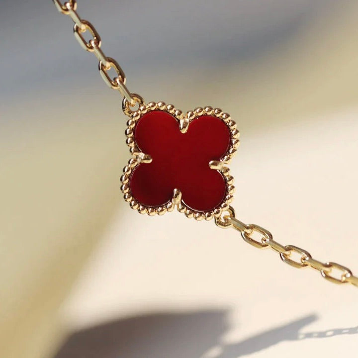[Dawnora Jewelry]CLOVER 20 MOTIFS CARNELIAN NECKLACE