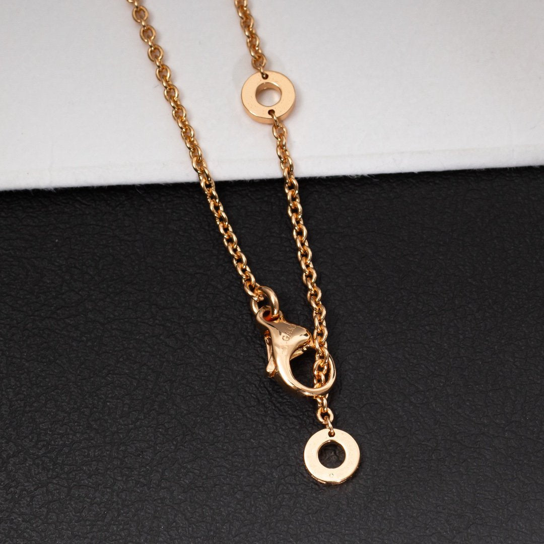 [Dawnora Jewelry]ZERO 1 WHITE CERAMIC PINK GOLD DIAMOND NECKLACE