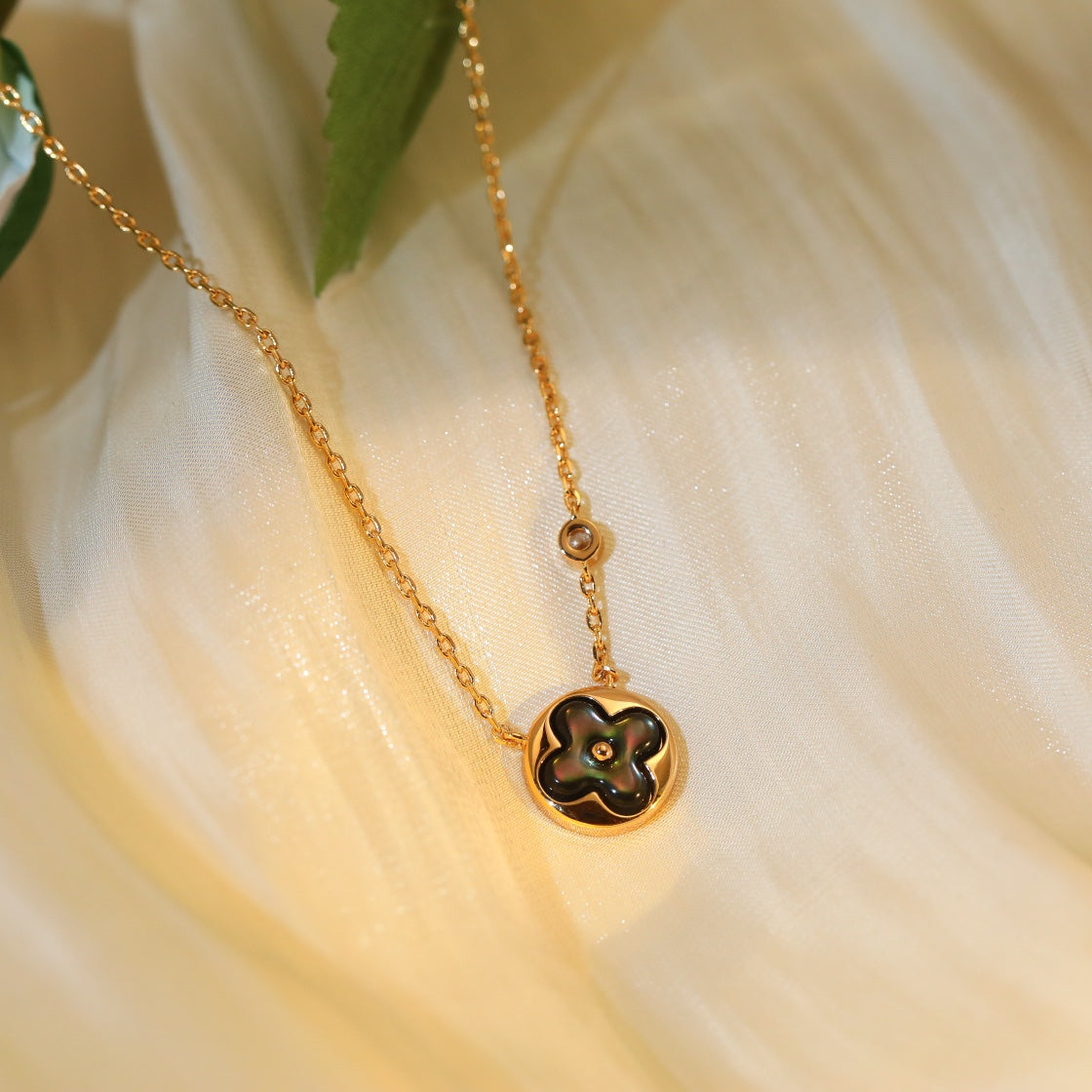 [Dawnora Jewelry]SUN PEDANT PINK GOLD 1 DIAMOND NECKLACE