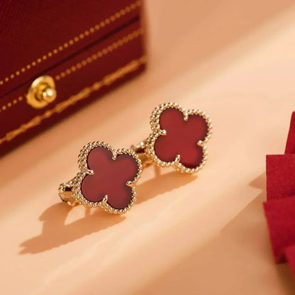 [Dawnora Jewelry]CLOVER MEDIUM 1 MOTIFS CARNELIAN  EARRINGS